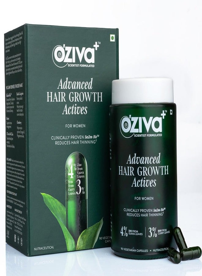 OZiva+ Advanced Hair Growth Actives | Reduces Thinning Hair & Improves Scalp Coverage | Scientist Formulated with Pure Plant Actives | No side effects | 90 Caps - Image 1