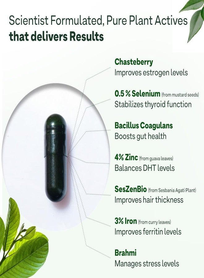 OZiva+ Advanced Hair Growth Actives | Reduces Thinning Hair & Improves Scalp Coverage | Scientist Formulated with Pure Plant Actives | No side effects | 90 Caps - Image 5