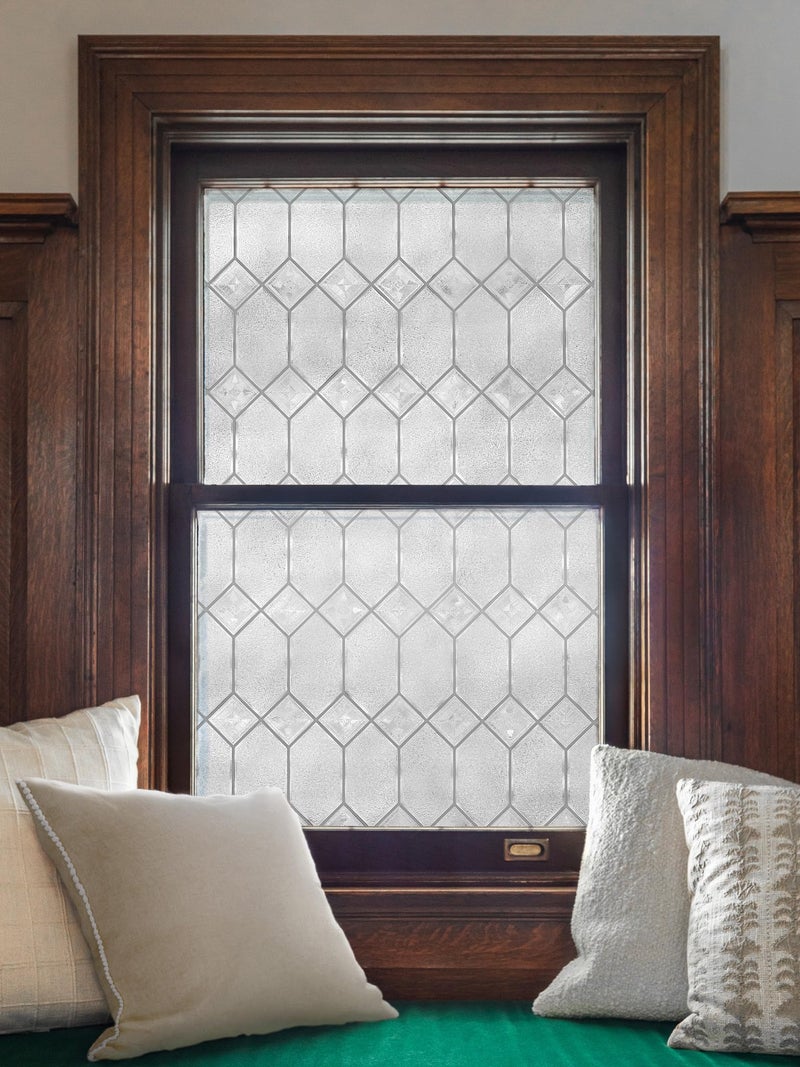 Artscape Old English  Privacy Window Film with Textured Leaded Glass Pattern  NonAdhesive  UV Protection  Easy to Apply  Removable  24 x 36 Inches  Made in USA