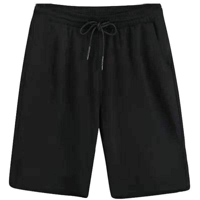 Unisex Sports Womens Shorts Mens Summer Fitness Anti-walking Running Quick-drying Ice Silk Showing Leg Long Shorts for Women Single-layer shorts pure black 