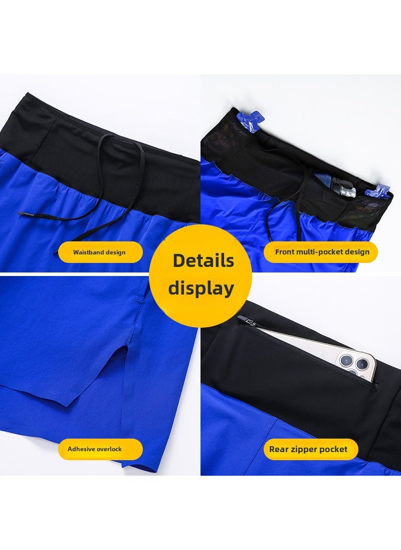 Generic Mens High Waist Running Shorts Quick-Dry Marathon Training Blue  - Image 4