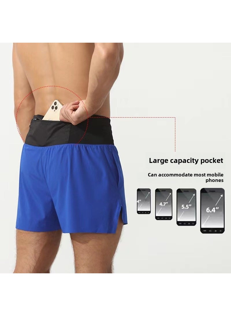 Generic Mens High Waist Running Shorts Quick-Dry Marathon Training Blue  - Image 5