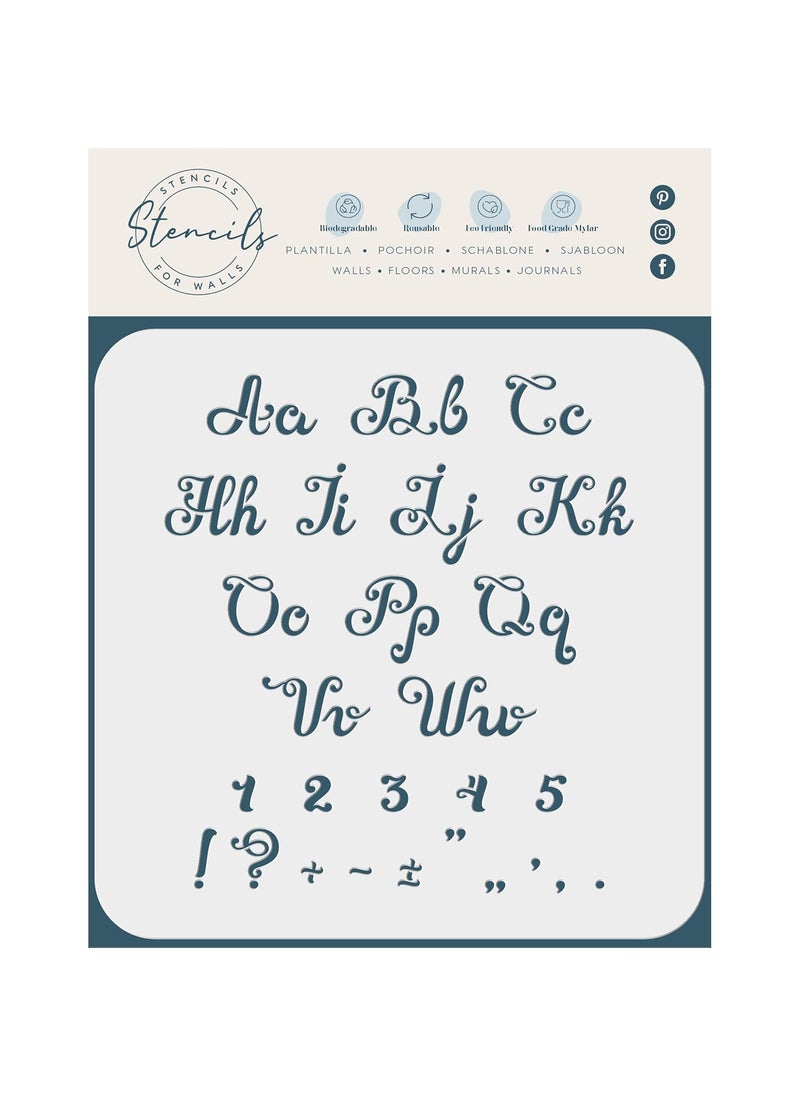 Usnyabni Stencils for Walls ¾ Vintage Cursive Stencil, 6.5 x 6 (S) - Letters Number ABC Alphabet Punctuation Stencils for Painting Template…  - Image 2