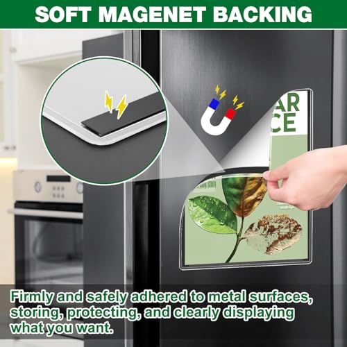 Meetory 12 Pcs 8.5'' x 11'' Rigid Magnetic Sign Holders, Clear Plastic Paper Holder with Magnet Borders for Fridge Suitable for Poster Letter Size, Perfect for Office, Home and Store Displays - Image 4
