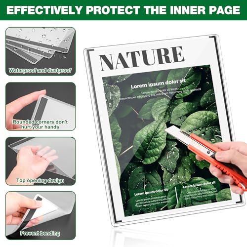 Meetory 12 Pcs 8.5'' x 11'' Rigid Magnetic Sign Holders, Clear Plastic Paper Holder with Magnet Borders for Fridge Suitable for Poster Letter Size, Perfect for Office, Home and Store Displays - Image 3