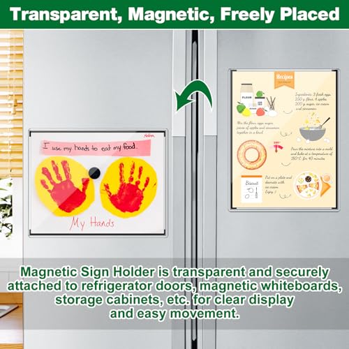 Meetory 12 Pcs 8.5'' x 11'' Rigid Magnetic Sign Holders, Clear Plastic Paper Holder with Magnet Borders for Fridge Suitable for Poster Letter Size, Perfect for Office, Home and Store Displays - Image 5