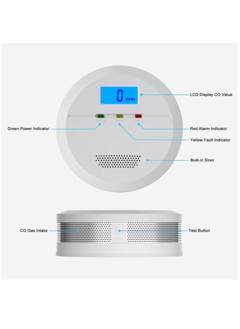 KASTWAVE - Carbon Monoxide Alarm Detector, Detector with LCD Display, CO Battery Powered, High Decibel for Home, Garage, Office - Image 1