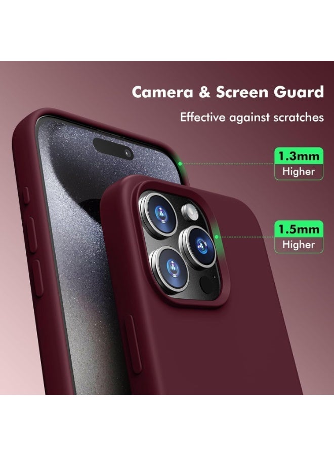 أكاليكس جراب سيليكون متوافق مع iPhone 16 Pro، جراب هاتف سيليكون سائل رفيع مع بطانة TPU مقاومة للصدمات من 3 طبقات من المطاط الناعم (بورجوندي) - Image 4