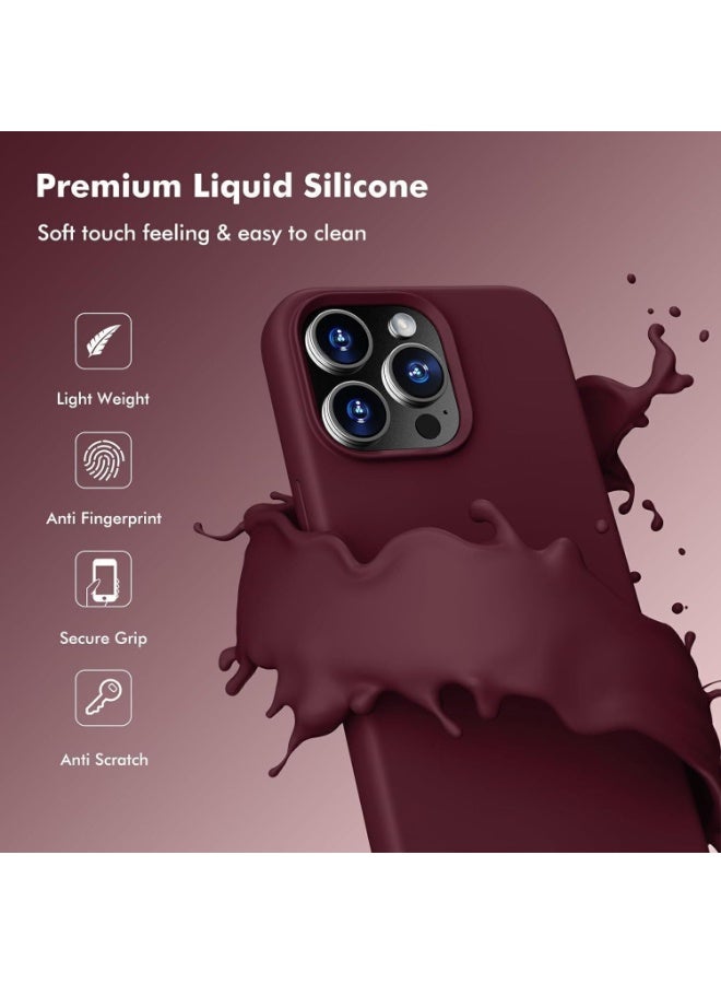 أكاليكس جراب سيليكون متوافق مع iPhone 16 Pro، جراب هاتف سيليكون سائل رفيع مع بطانة TPU مقاومة للصدمات من 3 طبقات من المطاط الناعم (بورجوندي) - Image 2