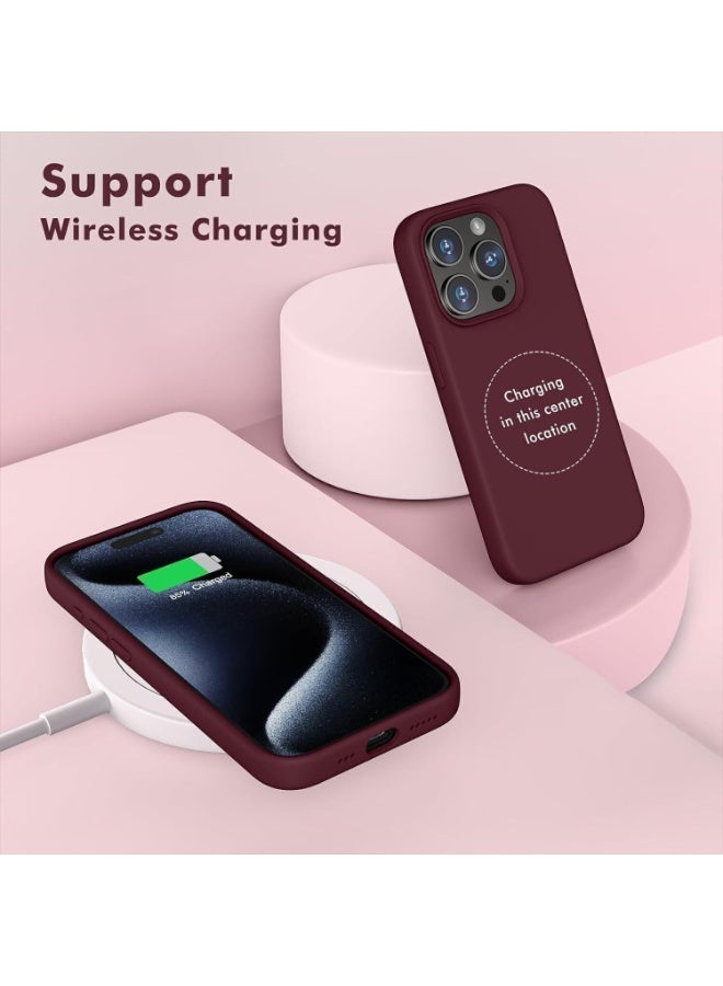 أكاليكس جراب سيليكون متوافق مع iPhone 16 Pro، جراب هاتف سيليكون سائل رفيع مع بطانة TPU مقاومة للصدمات من 3 طبقات من المطاط الناعم (بورجوندي) - Image 3