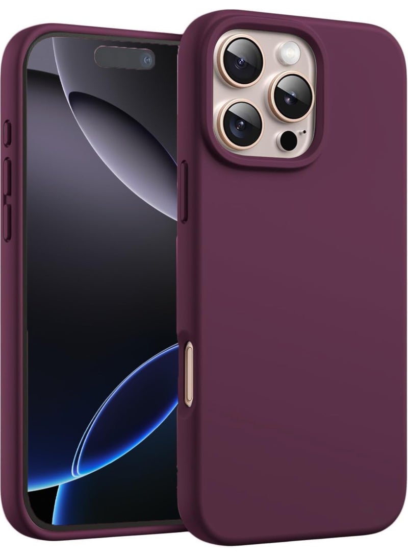 أكاليكس جراب سيليكون متوافق مع iPhone 16 Pro، جراب هاتف سيليكون سائل رفيع مع بطانة TPU مقاومة للصدمات من 3 طبقات من المطاط الناعم (بورجوندي) - Image 1