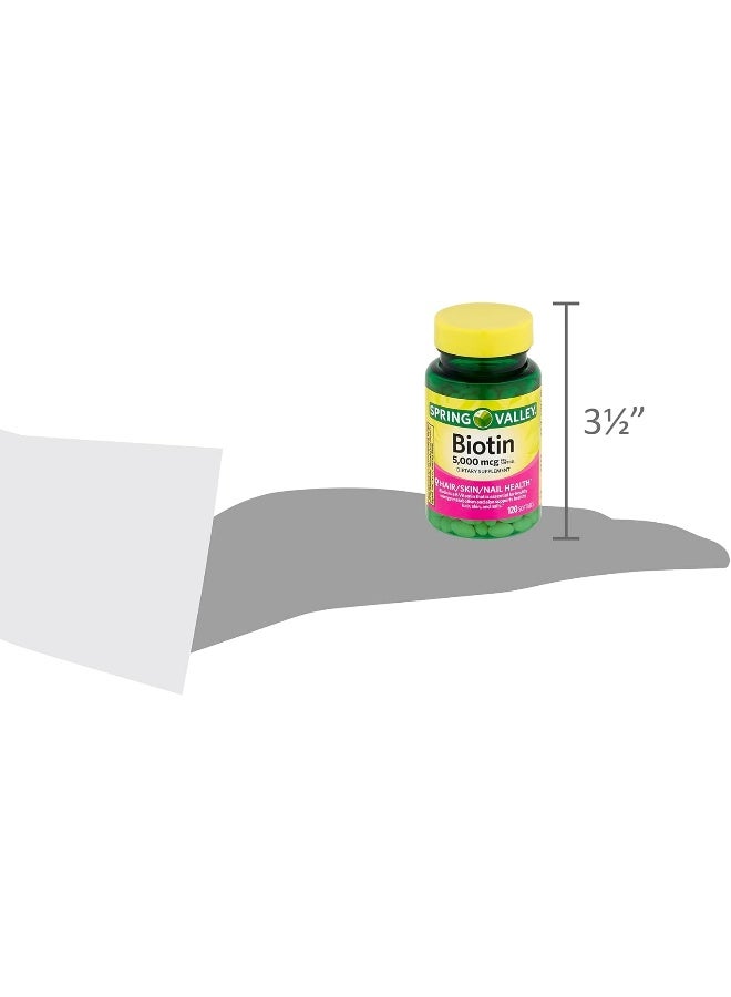 SPRING VALLEY سبرينغ فالي - بيوتين 5000 ميكروغرام، قوة فائقة، 120 كبسولة لينة - Image 5