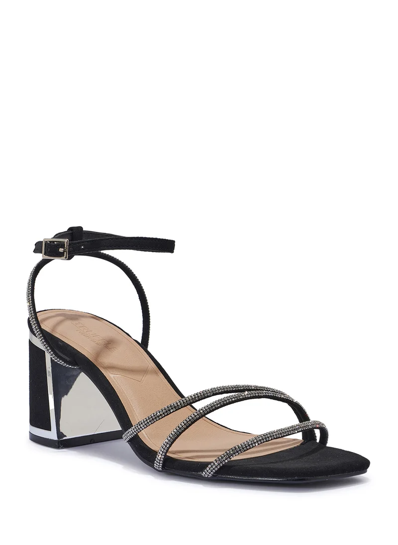 Truffle Ankle Strap Diamante Strap Block Heel Sandal