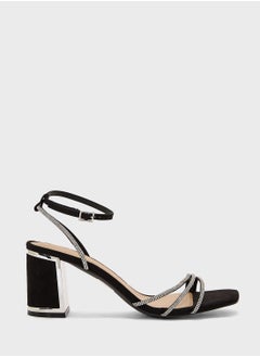 Truffle Ankle Strap Diamante Strap Block Heel Sandal  - Image 1