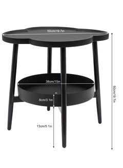 XICEN Small Side Table with Storage Shelf, 2 Tier Plastic End Table Sofa Table, Modern Flower Shaped Tea Table Coffee Table, Mid-Century Style Bedside Tables, Suitable for Bedroom/Hallway/Study Room/Office  - Image 3