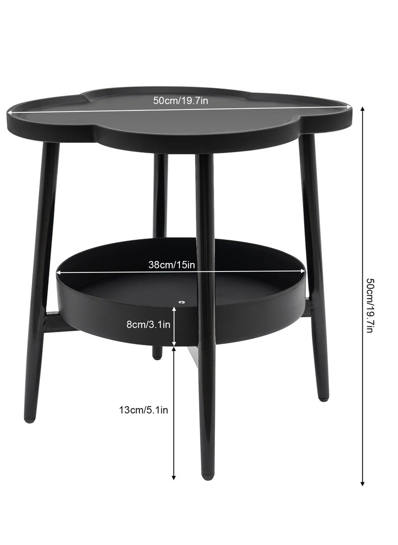 XICEN Small Side Table with Storage Shelf, 2 Tier Plastic End Table Sofa Table, Modern Flower Shaped Tea Table Coffee Table, Mid-Century Style Bedside Tables, Suitable for Bedroom/Hallway/Study Room/Office  - Image 3
