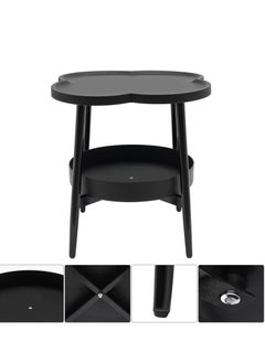 XICEN Small Side Table with Storage Shelf, 2 Tier Plastic End Table Sofa Table, Modern Flower Shaped Tea Table Coffee Table, Mid-Century Style Bedside Tables, Suitable for Bedroom/Hallway/Study Room/Office  - Image 4
