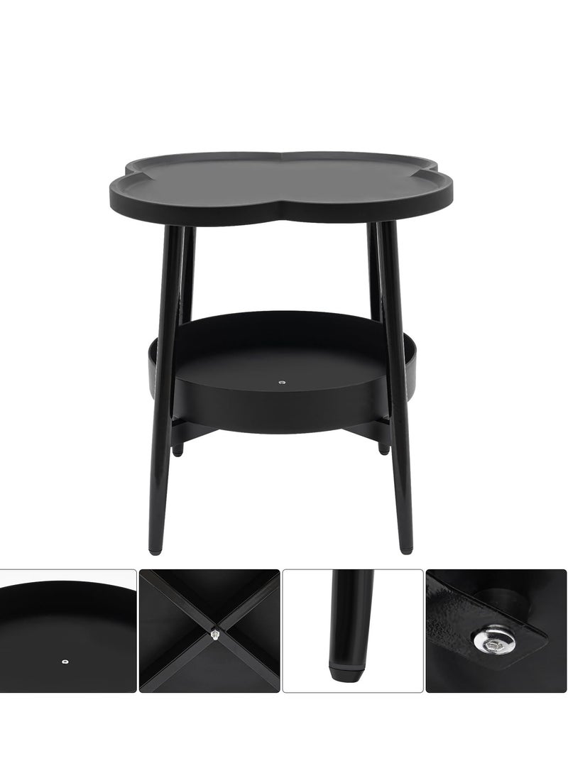 XICEN Small Side Table with Storage Shelf, 2 Tier Plastic End Table Sofa Table, Modern Flower Shaped Tea Table Coffee Table, Mid-Century Style Bedside Tables, Suitable for Bedroom/Hallway/Study Room/Office  - Image 4
