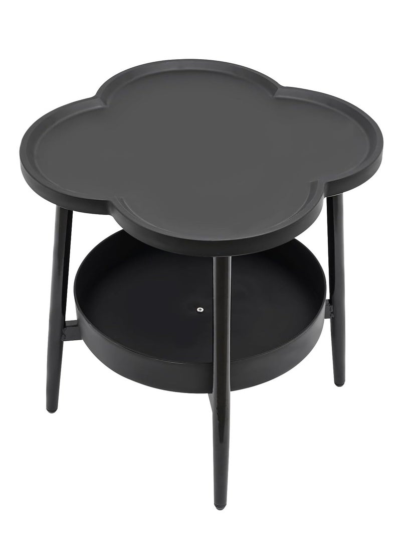 XICEN Small Side Table with Storage Shelf, 2 Tier Plastic End Table Sofa Table, Modern Flower Shaped Tea Table Coffee Table, Mid-Century Style Bedside Tables, Suitable for Bedroom/Hallway/Study Room/Office  - Image 5