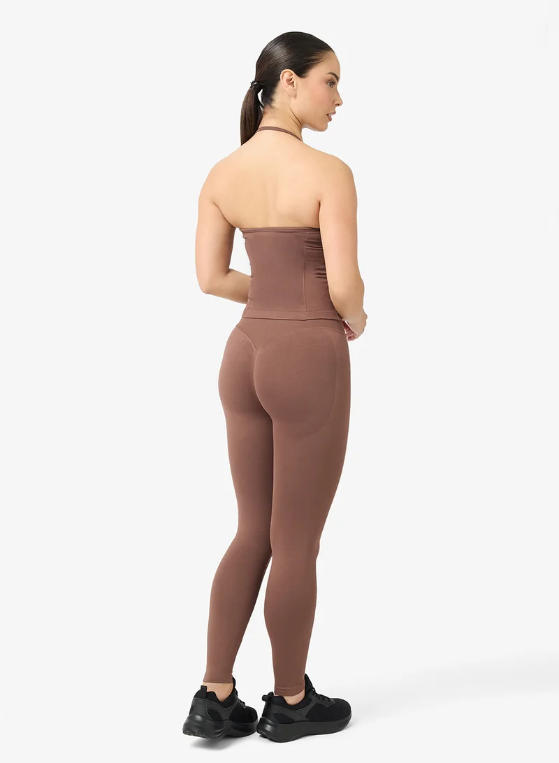 فورورد طقم تانك توب بياقة على شكل حرف  بدون خياطة بلمسة ناعمة وسروال ضيق