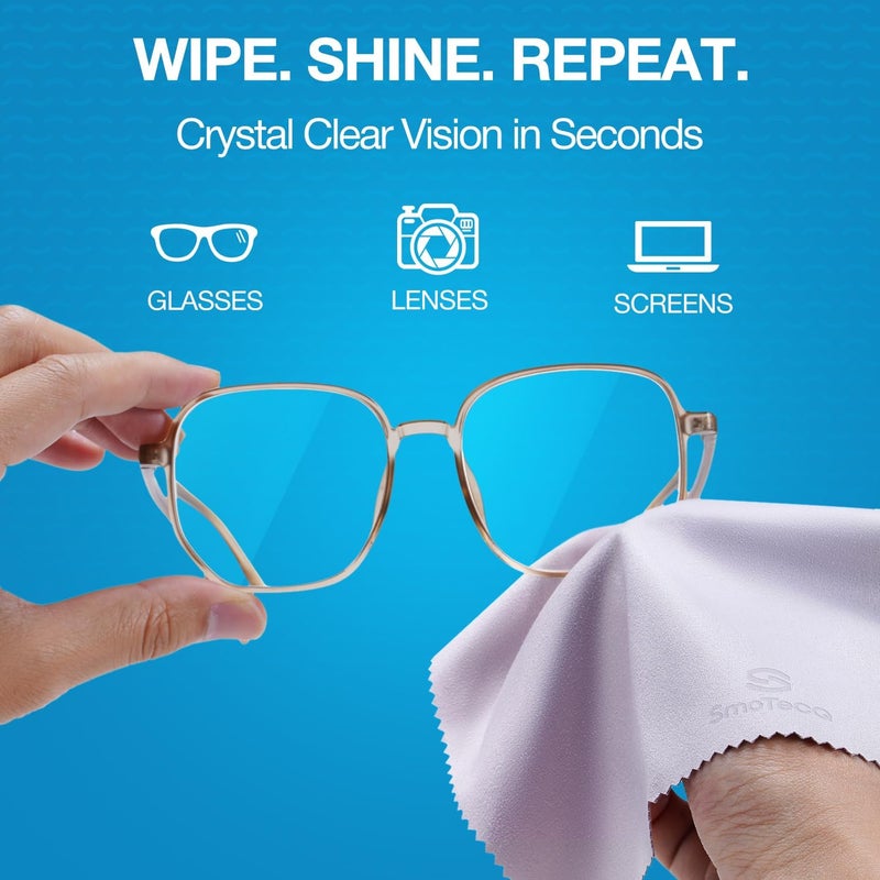 SmoTecQ 12 Pack Microfiber Lens Cleaning Cloths – Ultra-Soft, Scratch-Free Eyeglass Cloths for Glasses, Screens & Cameras – 7×6 in, Assorted Colors - Image 2