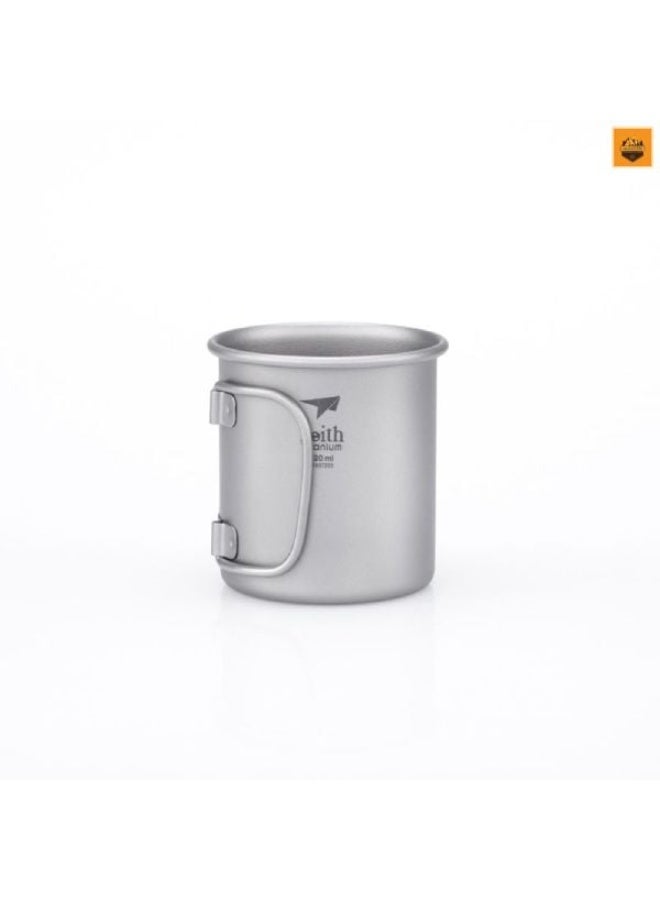 KEITH Titanium Ti3200 Single-Wall Mug 220ml, Ultra-Light Pure Titanium Camping Cup with Folding Handle - Image 2