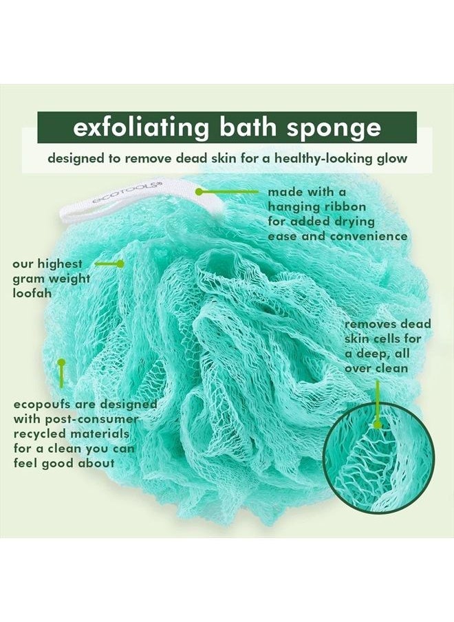 Ecotools - Exfoliating EcoPouf Bath Sponges, Rich Lather, Recycled Netting, Body Loofahs for Smoother, Softer Skin, Removes Dirt & Impurities, for Shower & Bath, Assorted Colors, Pack of 6 - Image 1