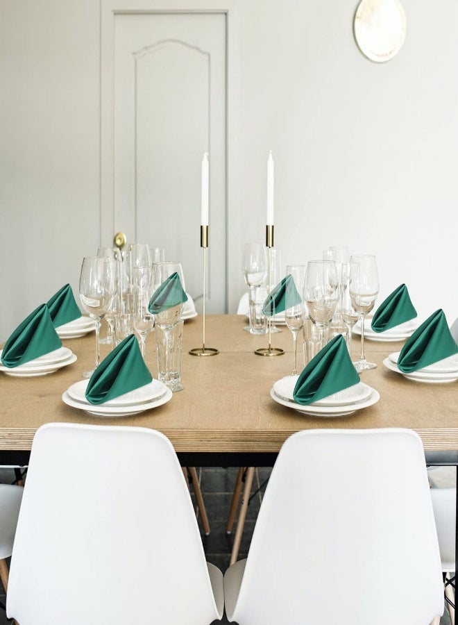 طقم مناديل ساتان مربعة أنيقة من 10 قطع، بحجم 17x17 بوصة، قماش ناعم وسلس للعشاء، حفلات الزفاف، والحفلات، مناديل غسيل قابلة لإعادة الاستخدام - Image 4