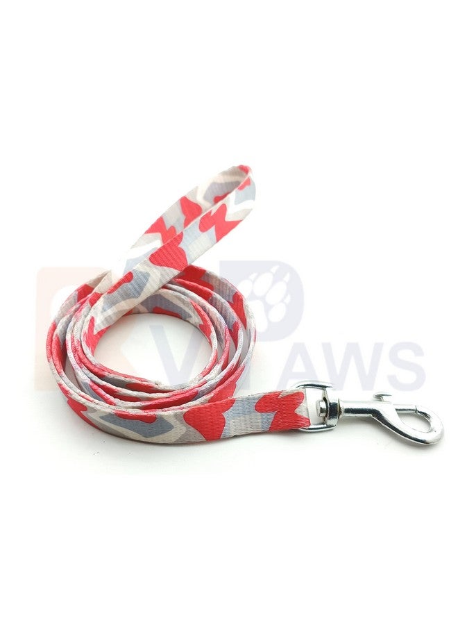 طوق ومقود للحيوانات الأليفة مطبوع عليه جرس، مشبك سريع الفتح وقابل للتعديل ومجموعة طوق قابلة للتنفس مثالية للكلاب الصغيرة والمتوسطة (أحمر وأبيض) - Image 4