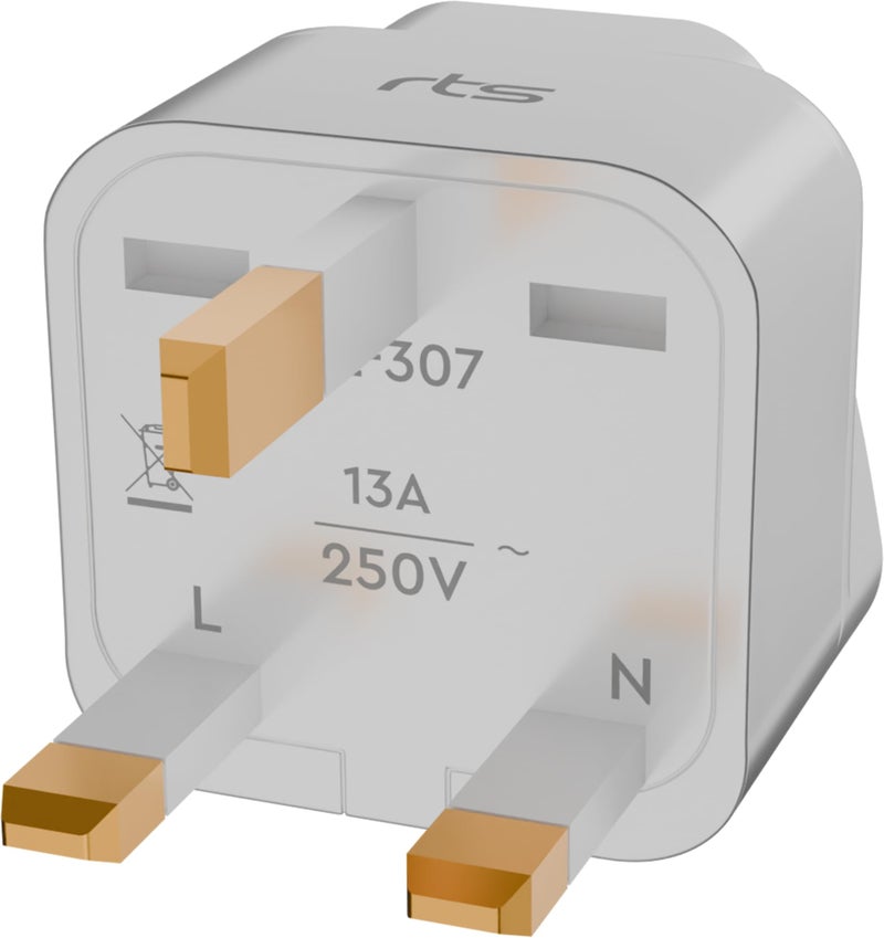 rts UK Adapter for Indian Pins, India to UK UAE, Hong Kong, Dubai, UK Power Adapter Converter- Type G - Perfect for Laptop, Camera, Phones, Chargers, iPhone, tablets, Bluetooth speakers White (1 Pack) - Image 1