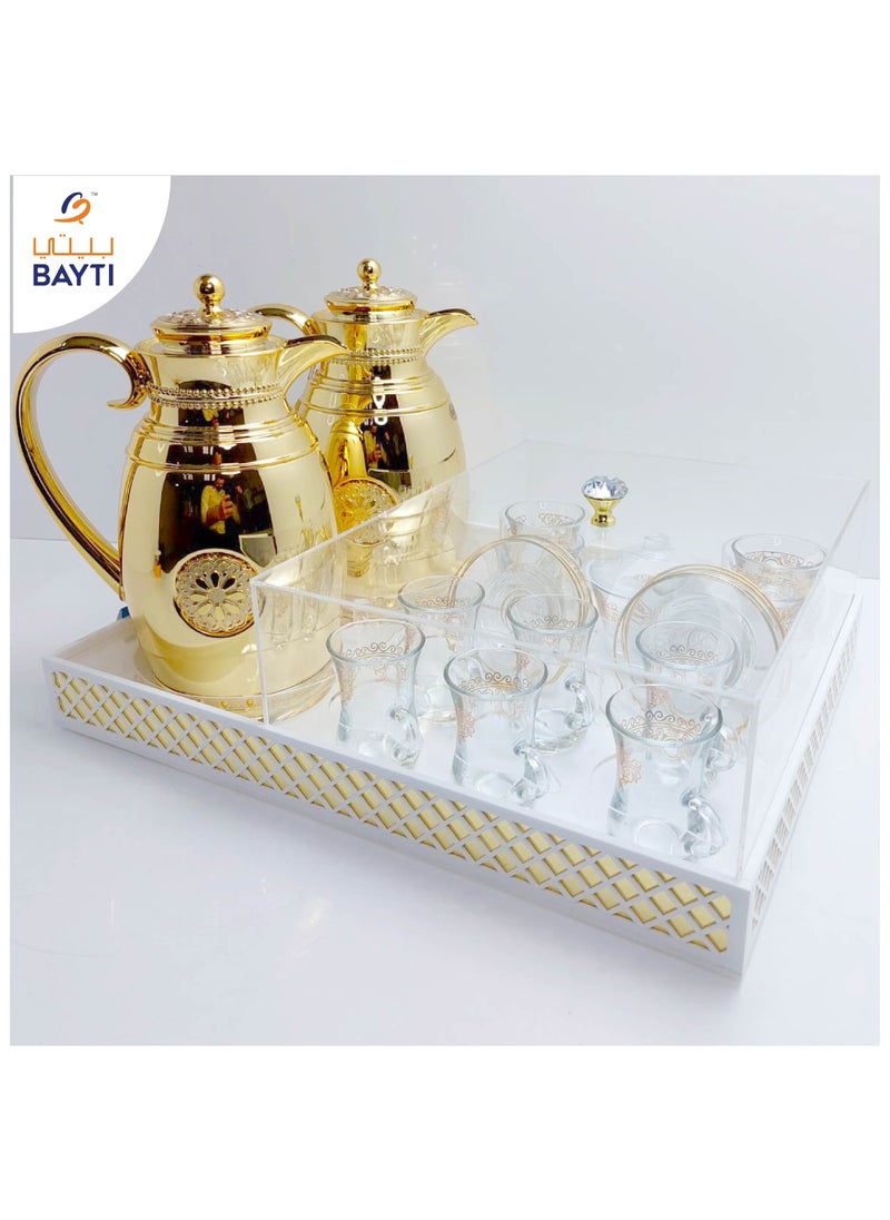 بيتى صينية لافندر مع غطاء للدلة والكوب والصحن  - Image 1