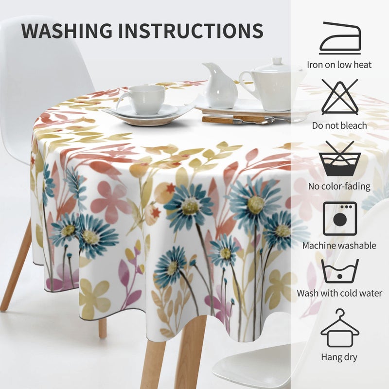Arroganttiom Round Tablecloth 60 inch, Floral Round Table Cloth, Stain Resistance, Water Repellent and Wrinkle-Free, Fall Flower Circle Tablecloth for Home Kitchen Dining Party Patio Indoor and Outdoor Use - Image 4