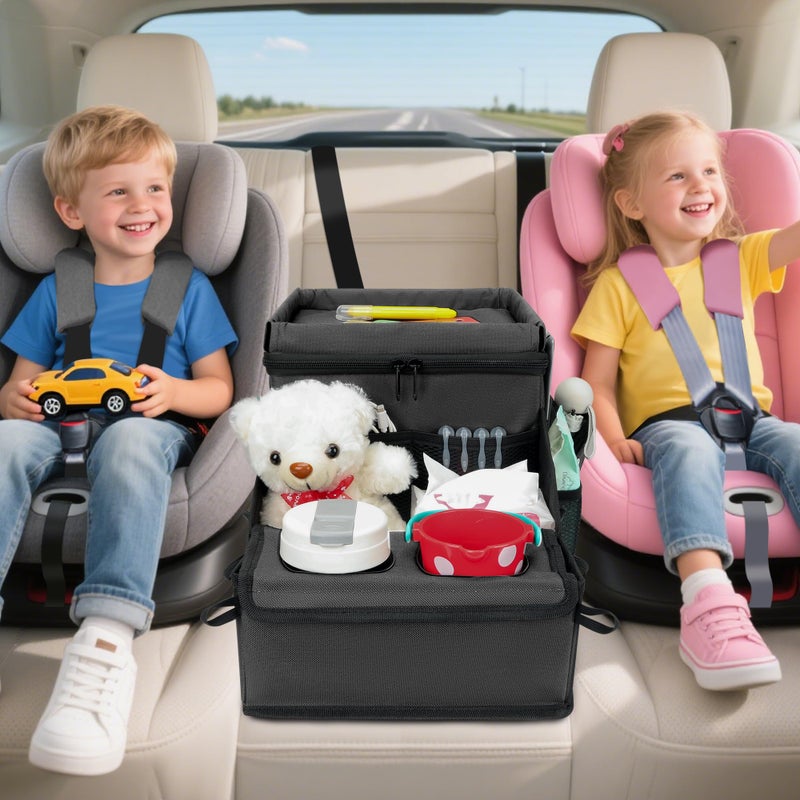 UTOLOVE Car Organizer for Front Seat Organizer and Storage, Collapsible Car Caddy, Passenger Seat Organizer with Partitions & Cup Holders, Car Organization for kids and Adults (Grey) - Image 2