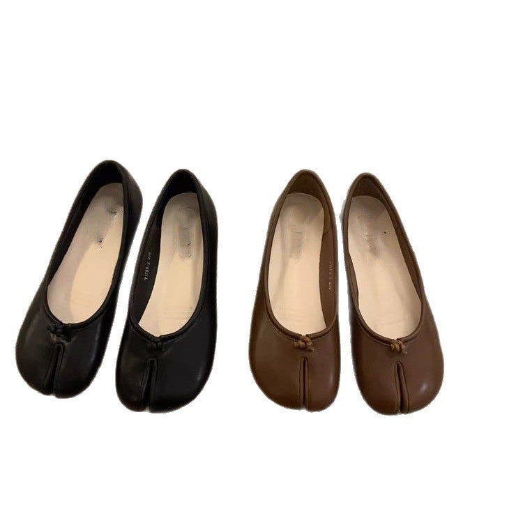 Plus Size Women's French Vintage Split-Toe Boat Shoes - Image 5