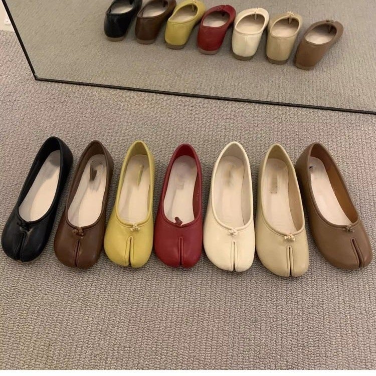 Plus Size Women's French Vintage Split-Toe Boat Shoes - Image 1