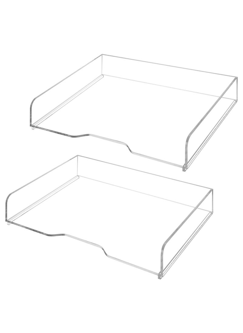 Premium Clear Acrylic Stackable Office Desk Paper Tray Document Letter Sorter, Desktop File Folder Mail Stationery Storage Organizer Stacking Rack, Set of 2