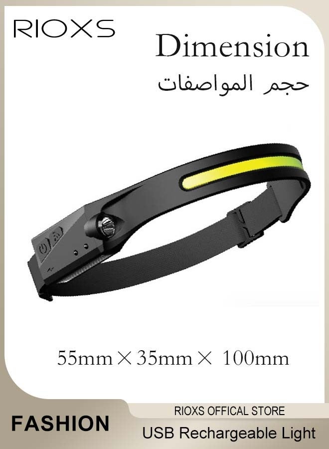 RIOXS USB Rechargeable Led Headband Waterproof Light Strap Mini Flashlight Perfect for Camping Hiking Outdoor Hunting Running - Image 4
