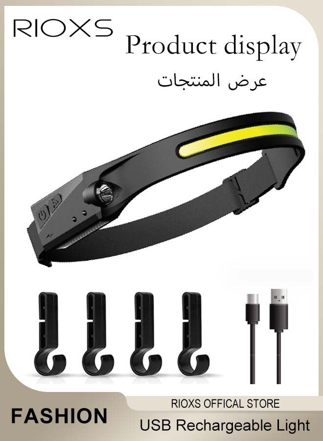 RIOXS USB Rechargeable Led Headband Waterproof Light Strap Mini Flashlight Perfect for Camping Hiking Outdoor Hunting Running - Image 3