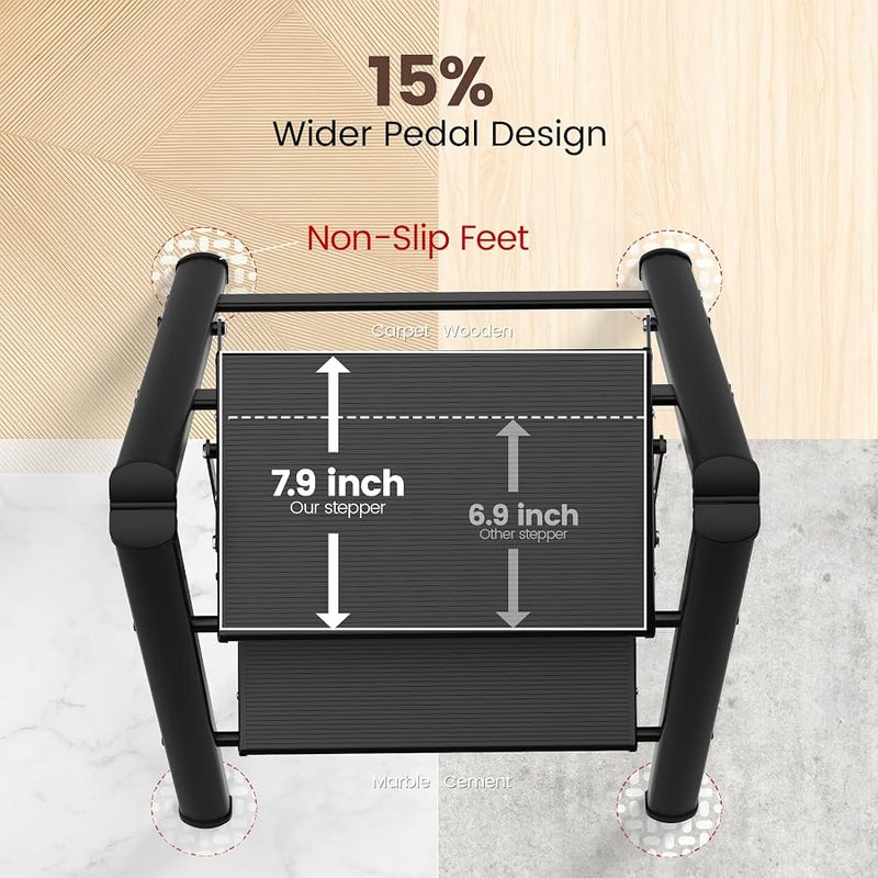 HBTower Step Ladder,Lightweight Aluminum Folding Step Stool with Anti-Slip Wide Pedal,330lbs Capacity Step Ladder for Household,Kitchen,Office - Black - Image 3