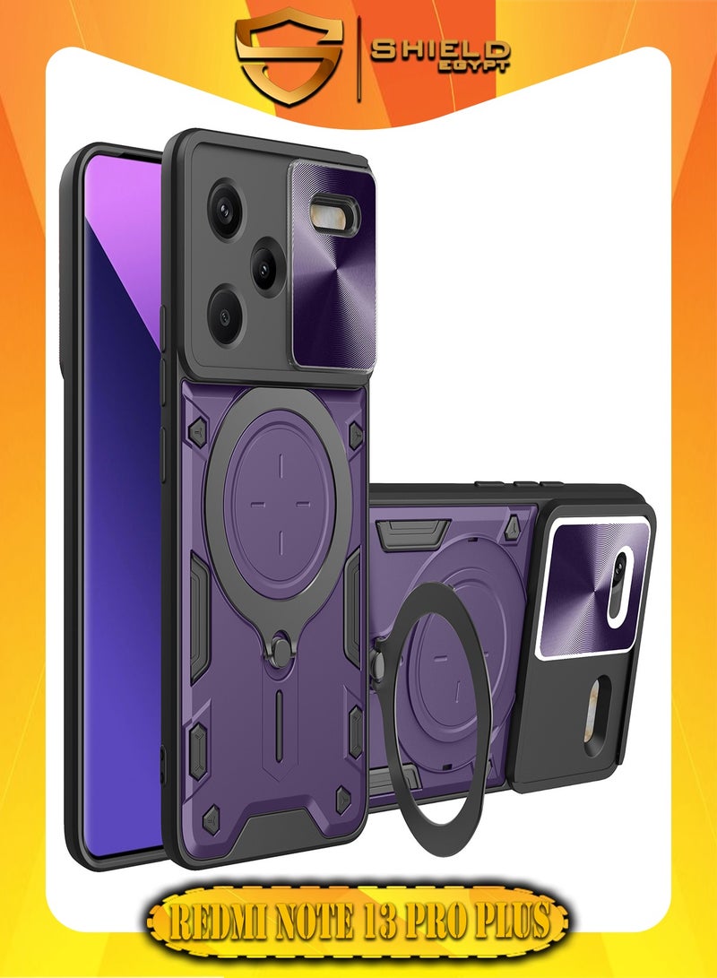 SHIELD EGYPT For Xiaomi Redmi Note 13 Pro Plus Armored Camera Shield Cover Camera Lend Protection, Built-in 360° (Purple)
