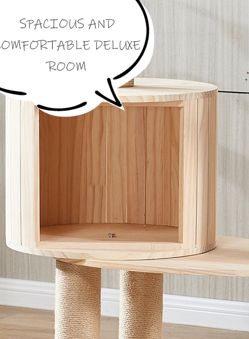 كيدل إطار تسلق خشبي للقطط الأليفة، شجرة لعب للقطط مع بيت للقطط، منصة قفز للقطط، شحذ مخالب، عمود خدش للقطط 40*60*145 سم - Image 4