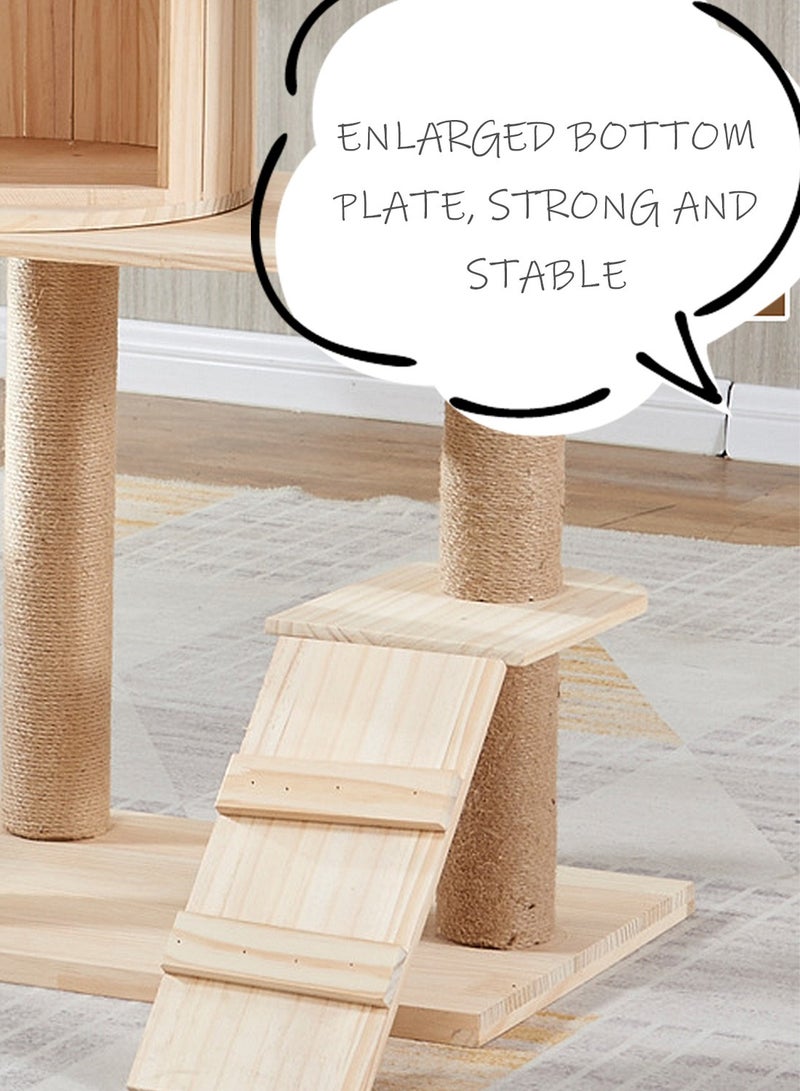 كيدل إطار تسلق خشبي للقطط الأليفة، شجرة لعب للقطط مع بيت للقطط، منصة قفز للقطط، شحذ مخالب، عمود خدش للقطط 40*60*145 سم - Image 5