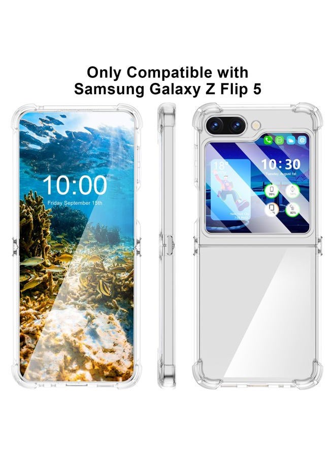 WATACHE for Galaxy Z Flip 5 Case, Z Flip 5 Case Clear Slim Thin Transparent Shockproof Hinge Soft TPU flip5 Phone Case Cover (Clear) - Image 2