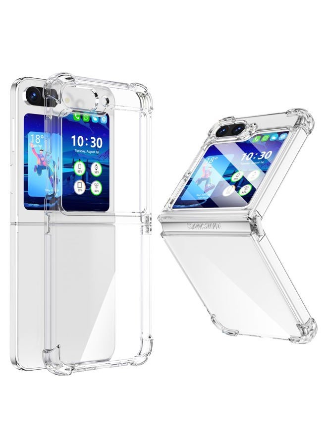 WATACHE for Galaxy Z Flip 5 Case, Z Flip 5 Case Clear Slim Thin Transparent Shockproof Hinge Soft TPU flip5 Phone Case Cover (Clear) - Image 1