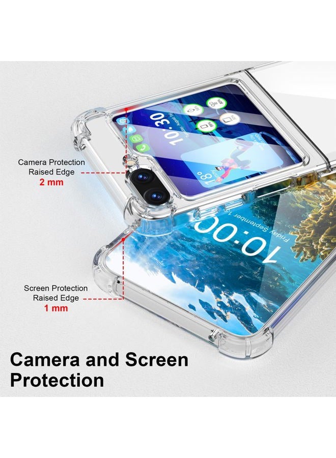 WATACHE for Galaxy Z Flip 5 Case, Z Flip 5 Case Clear Slim Thin Transparent Shockproof Hinge Soft TPU flip5 Phone Case Cover (Clear) - Image 3