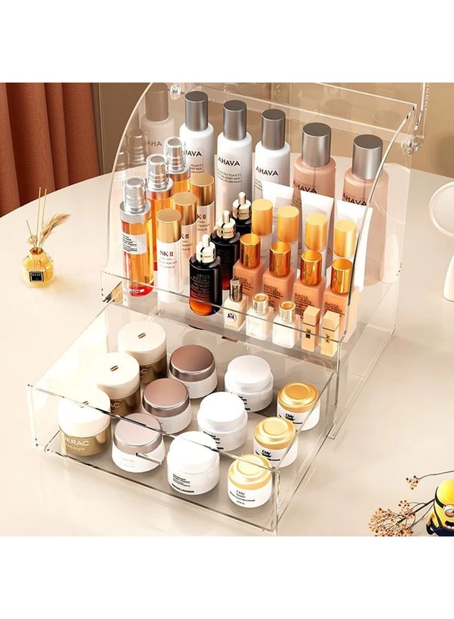 Transparent Large Capacity Drawer Makeup Box For Cosmetics Storage Dustproof Vanity Organizer Desktop Skincare Rack - Image 2