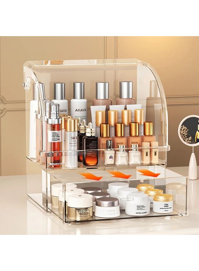 Transparent Large Capacity Drawer Makeup Box For Cosmetics Storage Dustproof Vanity Organizer Desktop Skincare Rack - Image 1