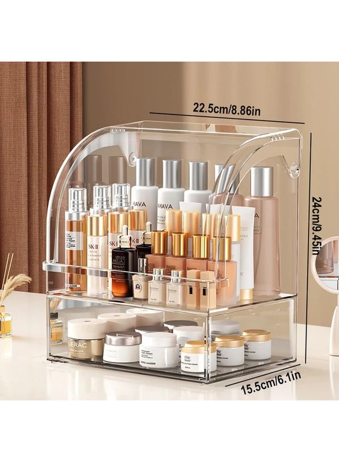 Transparent Large Capacity Drawer Makeup Box For Cosmetics Storage Dustproof Vanity Organizer Desktop Skincare Rack - Image 4