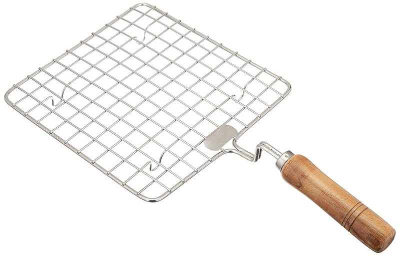 LMR3 Stainless Steel Square Papad Jali/Roti Roast Grill/Papad Roast Grill with SS Roti Chimta & Oil Brush Pack of 3 - Image 1