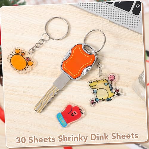 Prudiut 30 Pieces Shrink Plastic Sheets, Shrink Paper Shrink Art Paper for Crafts DIY Keychain Making(7.9 X 5.7 inch) - Image 5